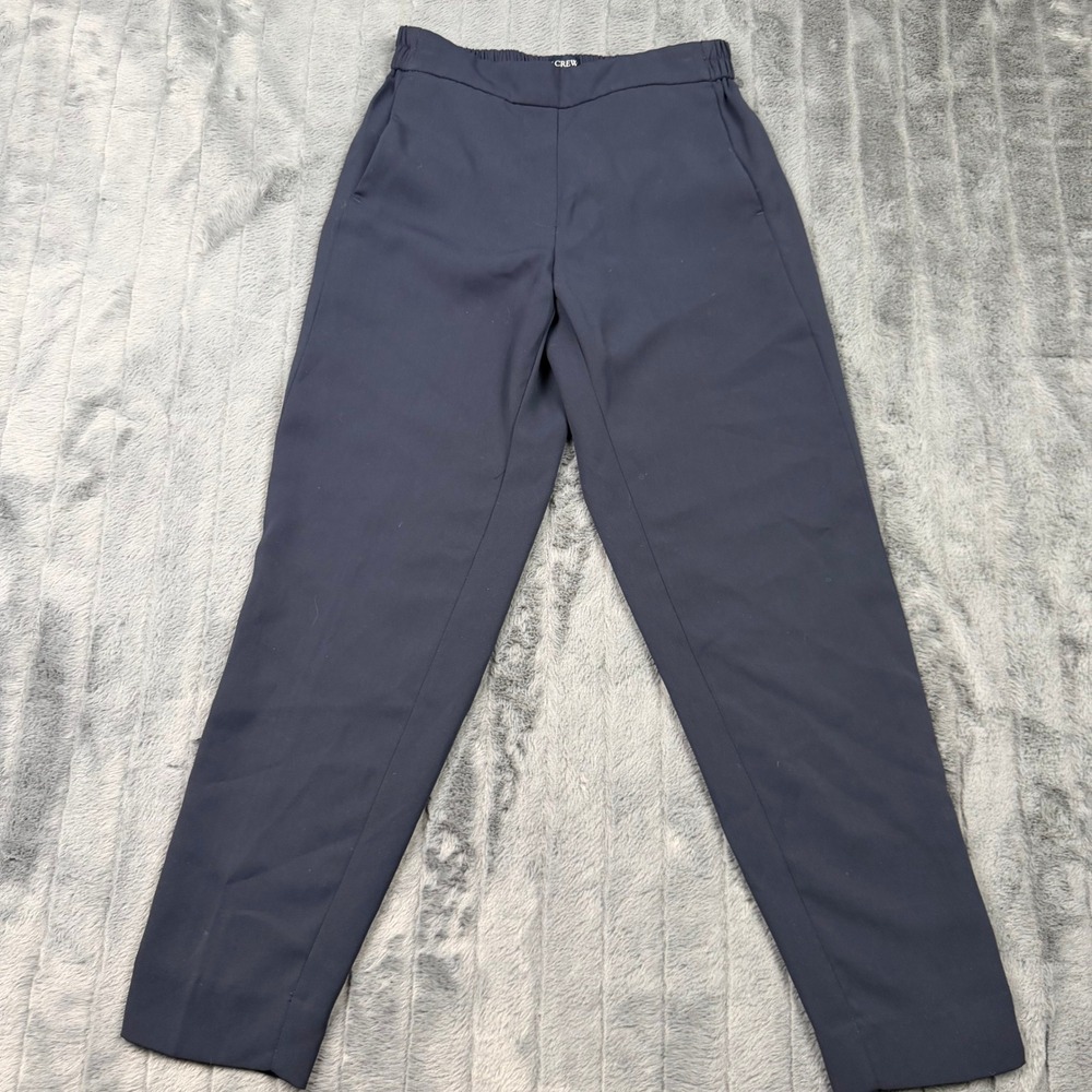 J.Crew Jamie Pants Navy Blue Recycled Polyester Elastic Waist Tapered Size 0